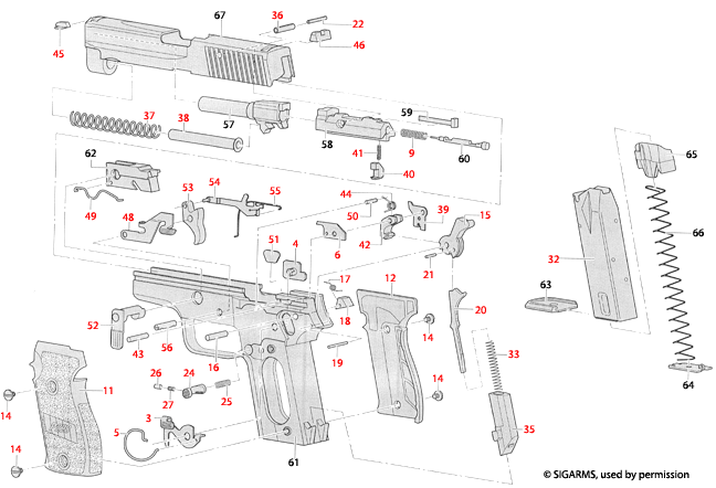 Sig Sauer® P228 Explosionszeichnung Brownells Deutschland